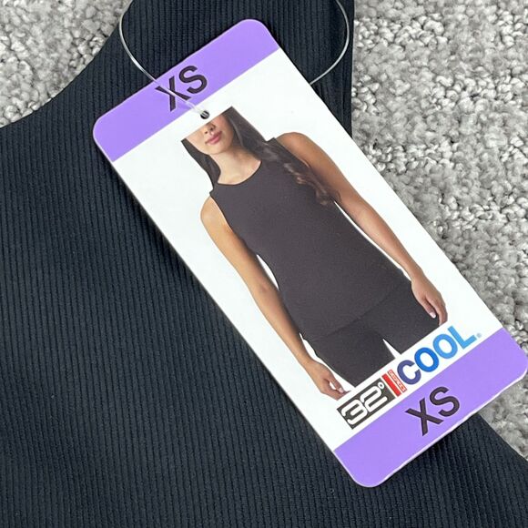32 Degrees Cool Tank Top Womens XS Black Sleeveless Shelf Bra Stretch Athletic - Picture 2 of 10